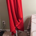 Uniqlo  Red Satin Oversize One Shoulder Asymmetrical Dress Photo 6