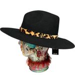 C.C. Exclusives Black Wool Fedora Leopard Band Mob Wife Halloween Gangster Hat Photo 2