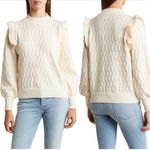 FRNCH New  Paris Cream sweat Valeria Ruffle Shoulder Pointelle Sweater Photo 1