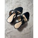 Lauren Ralph Lauren Black Leather Strappy Block Heel Sandals With Silver Buckle Size 9 Photo 1