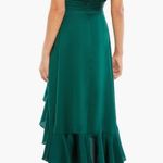 Mac Duggal Pleated Bodice High-Low Satin Cocktail Dress in Emerald Green NWT Photo 3