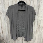 Talbots Black White Stripe Open Front Short Sleeve Cardigan Womens Medium Petite Photo 0