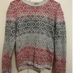 Talbots  Size M Red Gray Nylon/Wool Pullover Crew Neck Sweater EUC Photo 0