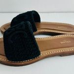 CELINE Lympia Mule Size 6 Triomphe Black Maccrame Cotton Calfskin Leather Sandal Photo 2