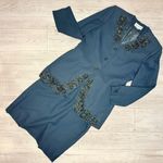 Vintage John Meyer of Norwich beaded beaded skirt suit jacket / blazer 12 wool Green Photo 0