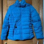 Covington Women's Large Blue Puffers Jacket with Belt Hooded Winter Casual Photo 0
