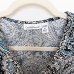 Croft & Barrow Y2K Womens Dress Size 6P Black Blue Stretch Paisley Babydoll Boho Photo 3