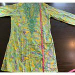 Barbara Gerwit Tunic Top Medium‎ Beaded Paisley Print Cotton Blouse Cover Up Blue Photo 10