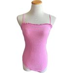 No Boundaries Womens  Pink Ribbed Scalloped Trim One Piece Swimsuit - Sz S Photo 1