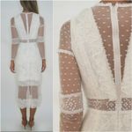 Alexis  Elize‎ White Lace Midi Dress Long Sleeve Size Medium Bridal Photo 8