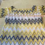 Tacera Lace Crochet Lined Chevron Knit Dress Yellow Gray White Size XL Photo 5
