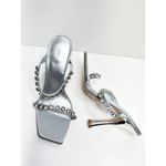 Nine West Nine‎ West Aria Dress Sandals Womens Size 9 Silver Studded Straps Square Toe Photo 6