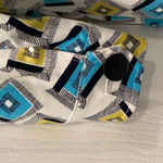 Anne Klein Mod Print Coat Geometric Retro Long Jacket Color Block Graphic S White Photo 5