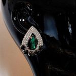 Emerald Green Crystal Teardrop Glam Earrings Photo 1