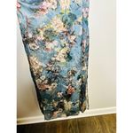 LOUNA Blue Floral Printed Tie Front Waist Mid Slit Maxi Tropical Dress Size S Photo 8