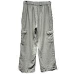 Nicole Miller Sz M Beige 100% Linen Cargo Pants Utility Wide Leg Elastic Waist Photo 1