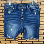 KanCan Multi‎ Button Denim Shorts Size Large Photo 0