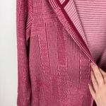 Soft Surroundings  Red‎ Pink Striped Cardigan Sz M Hooded Open Front Knit Comfort Photo 1