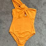 Princess Polly  Orange Bodysuit One-Shoulder Photo 0
