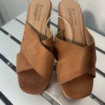 Call it spring  Brown Elastic Cork Open Toe Platform Wedge Sandal Size 6.… Photo 1