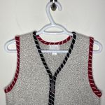 Christopher & Banks Vintage tipped embroidered zip cotton ramie blend vest sz M Photo 29
