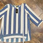 Jules & Leopold New! NWT Textured Striped 3/4 Sleeve Blouse Medium Photo 4