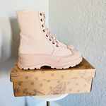 Free People  Camp Out Canvas Combat Boot, Natural, Tan/Pink, Size 8, NWT‎ Photo 3