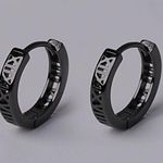 Small Hoop Earrings for Men Women Streetwear Hip Hop Unisex Style Black Photo 1