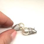 Freshwater Pearl Marcasite‎ Sterling Silver Earrings Pierced Bride Bridal Drop Photo 2