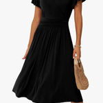 GRECERELLE Women Casual Ruffle Short Sleeve Wrap V Photo 0