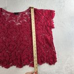 Torrid  Plus 0X Top Crochet Layering Cropped Scoop Neck Dark Pink Short Sleeve Photo 10