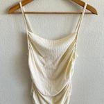 MONROW Cream Light Beige Draped Ribbed Knit Supima Cotton Tank Top Womens Medium Photo 0