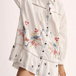 Anthropologie Pilcro Long Sleeve V-Neck Embroidered Swing Shirt Dress Photo 0