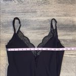 Dressy V Neck Lace Trim Tank Top Black Size M Photo 4