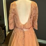 Women’s Pink Lace Appliqué Tulle Wedding Formal Prom Dress Leg Slit Size L NWOT Size L Photo 5