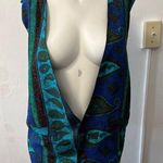 Vintage 80’s 90’s Attitudes Paisley Coral Reef Rayon Button Up Vest Size L Blue Photo 0