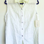 Ears Of Buddha Chrissy Sleeveless Silk Button Down Top Lace Detail Size XS White Photo 0
