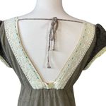 Free People Vintage Brown Lace Deep V Neckline Mini Dress Photo 10