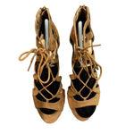 Fergalicious By Fergie Suede Lace-Up Cut-Out Details Peep Toe Heels Size 9.5 Photo 3