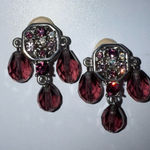 Givenchy Vintage  Signed  Clip Earrings Silver  Tone Amethyst Purple Dangle Photo 0