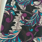 LuLaRoe  Black Teal Purple Feather Southwestern Print Pencil Skirt Size Large L Photo 2