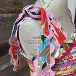 NWT CeliaB Nilsa Multicolor Ric Rac Shoulder Tie Midi Dress Size Large Red Photo 5