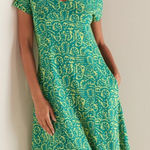 Soft Surroundings  Santiago Gaia Tropical Green Pullover Short Sleeve Midi Dress Photo 0