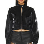 We Wore What Faux Patent Leather Cropped Moto Jacket in Black X-Small New as-is Photo 0