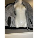 Euro Joy Jacket Womens Medium Gray Sherpa Fleece Full Zip Velvet Trim Boucle Photo 6