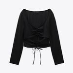 ZARA NWT  RUCHED CUT OUT TOP BLACK SMALL Photo 6