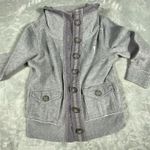Abercrombie & Fitch VTG Jacket Women Medium Gray Button Down Fleece Moose Chunky Photo 4