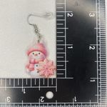 Cute Pink Snowman Dangle Drop Christmas Earrings Festive Holiday‎ Merry 1in Photo 3