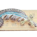 WEST GERMANY Signed Feather Vintage Faux Marcasite Pin Brooch Mid Century MCM Photo 4
