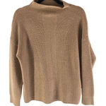 Rachel Zoe Womens Tan Ribbed Oversized Merino Wool Blend Funnel Neck Sweater L Photo 0